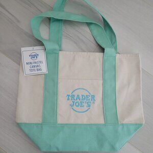 Trader Joe's Mini Tote in Cotton,  Pastel Baby Green,  NWT, Limited Edition